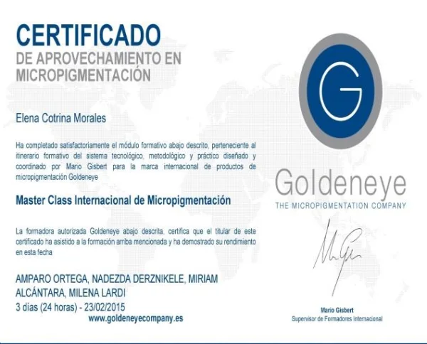 Diplomas and certificates of Elena Cotrina