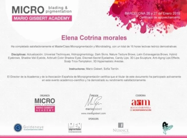 Diplomas and certificates of Elena Cotrina